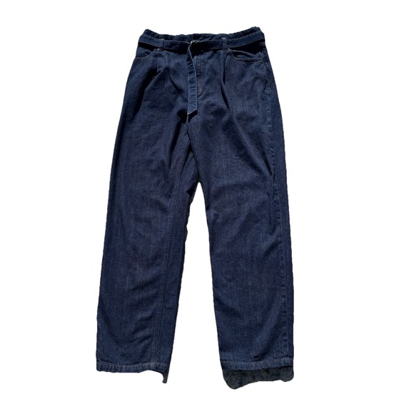 Uniqlo Denim - Uniqlo Belted Trouser Jeans Size 29x30 High Rise Relaxed Fit Dark‎ Wash